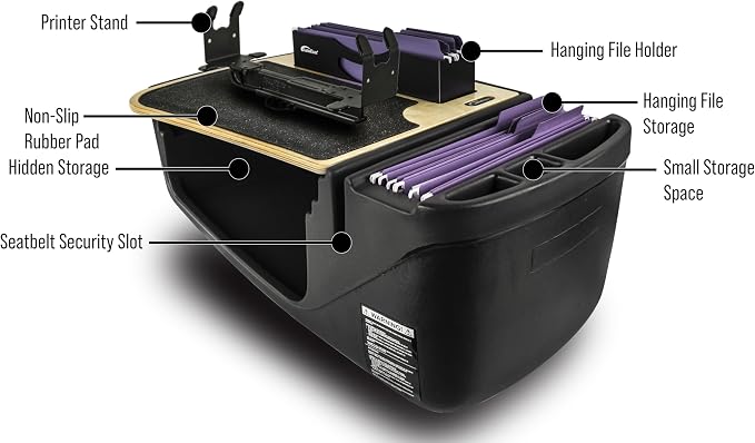 AutoExec AE-FMEF-PS-11M Efficiency FileMaster Car Desk for Your Vehicle Workstation and Mobile Office, Natural with Printer Stand - Image 3