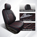 Huidasource 2018-2026 Front Seat Covers for Jeep Wrangler JL 2-Door/4-Door | Wrangler JL Front Custom Fit Seat Cover Full Coverage Wrangler Seat Cushion Protector (Front Pair/Black&Red) - Image 3
