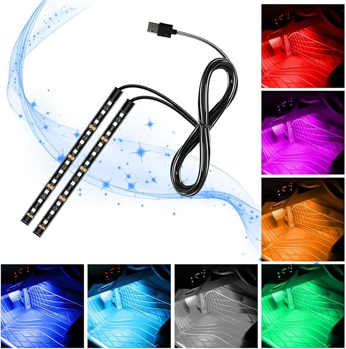 Car LED Strip Light, 12V 24 LED Vehicle Under Dash Neon Ambient Night Decor Lamp with USB Port, Automotive Interior Lighting Accessories, Universal for SUV Truck Sedan (Green) - Image 6