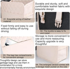 Mandark PU Leather Car Seat Back Organizer, Beige | Three-pocket layout with clear panel, elastic strap installation, fits most cars, SUVs, and trucks, car interior accessories - Image 4