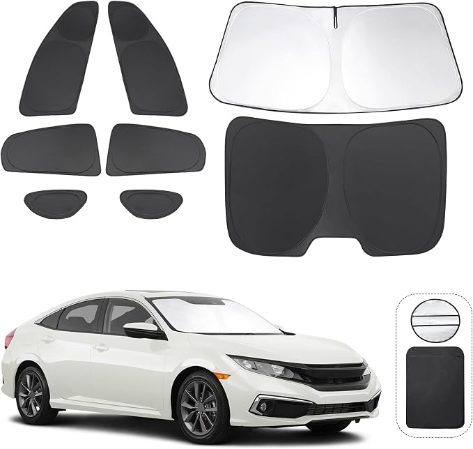 TINGLU Window Shades for Honda Civic 2016-2021 Accessories Car Side Full Windows Rear Triangular Windshield Sun Shade Sun UV Rays & Privacy Protection for Camping,Napping,and Relaxing 8PCS by TINGLU