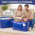 TICONN 16 Pack Extra Large Moving Bags Heavy Duty with Zippers & Carrying Handles, Durable Storage Bags Moving Boxes for Closet Organizers and Storage (16 Pack, Navy) - Image 2