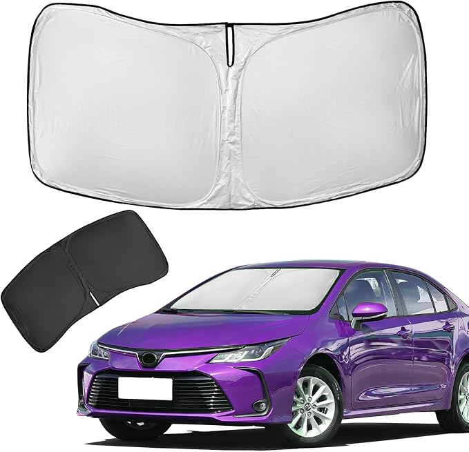 for Toyota Corolla 2020-2026 Sun Shade Sunshade Windshield Cover 4 Layers | Front Window Shade Custom Fit for Corolla Sun Visor - 240T Retractable Shade Blocks UV Rays Car Accessories by ZOIBVCARSUNSHADE
