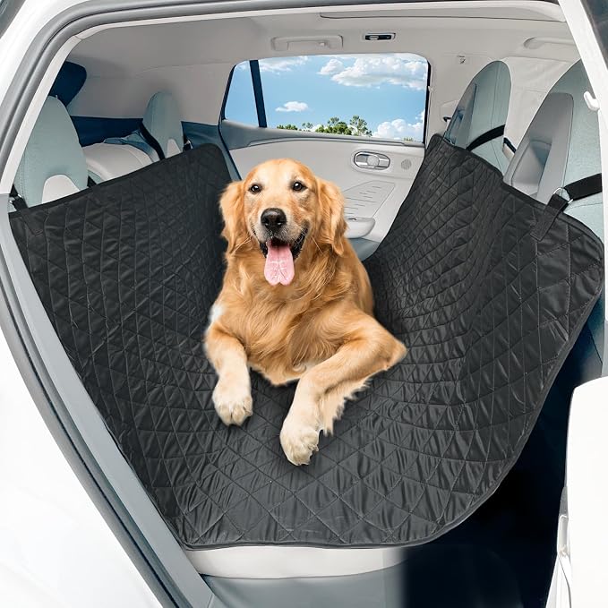 Extra Large Dog Car Seat Cover for Back Seat, Universal Fit Bench Car Seat Cover, Waterproof Dog Hammock for Car with Adjustable Straps, Durable Seat Protector for Cars, Trucks & SUVs, Black by Unknown