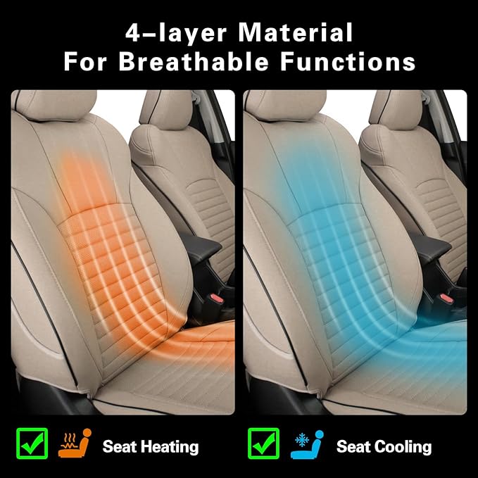 EKR Car Seat Covers for Subaru Forester 2019-2024(NO Base),Full Set | Custom Fit for Subaru Forester 2019-2024 (Not for Base)Full Coverage,Waterproof,Faux Leather(Beige) - Image 6