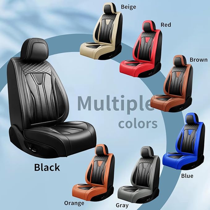 Fit CHR Premium Leather Car Seat Covers for Toyota CHR 2018-2021 2022 - Waterproof，Breathable，All-Weather Seat Cushion Protecto & Airbag Compatible, Full Set Orange&Black - Image 7