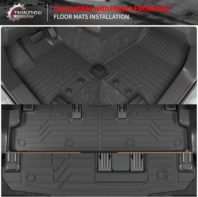 Floor Mats for 2022-2025 2026 Nissan Pathfinder 7&8 Seats | Trunk Mat Cargo Mat Cargo Liner TPE All Weather Back Seat Cover Protector 2024 Pathfinder Accessories - Image 2