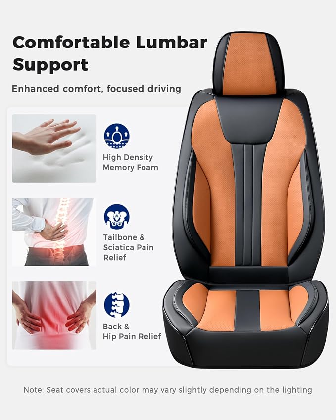 Huidasource Universal Car Seat Covers, Luxury Waterproof Faux Leather, Airbag Compatible, Easy to Install, Full Access to Seat Functions, Stain & Wear Resistant for Daily Driving, Brown & Black - Image 5