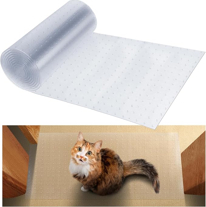 MEWTOGO 9.18Ft(L) Anti-Slip Carpet Protector for Pets | Cat Carpet Protector, Scratch-Resistant Pets Scratch Stopper, Easy to Cut Floor Runner Under Doorway to Prevent Tearing by MEWTOGO