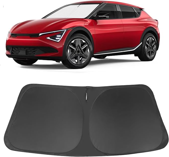 Windshield Sun Shade for 2022-2025 2026 Kia EV6 Accessories | Full covered for windshield, Foldable & Durable, Block UV Rays, Reduce Heat, Easy to install, Keep Car Cooler by LHFLIVE