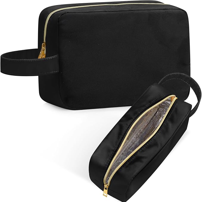 Kacctyen Insulated Makeup Bag for Car Women Cosmetics Bag Heat-resistant Travel Makeup Organizer Waterproof Skincare Case from Melting Freezing Winter Valentines Gift for Women(Medium,Portable,Black) by Kacctyen
