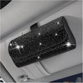Osilly Bling Car Sunglass Holder for Sun Visor, Sparkling Crystal Leather Automotive Eyeglasses Mount Clip Organizer with Hidden Magnetic Closure for Men Women, Universal for SUV Truck Van（Black） by Osilly