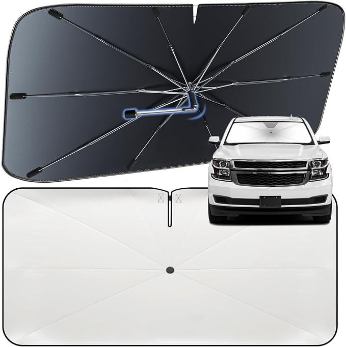 Windshield Sun Shade Umbrella for Chevrolet Tahoe 2015-2020 Front Window | Heat-Reflective Window Shade, Umbrella Sunshade Cover Blocks Heat, Protects Interior, Vehicle-Specific Precision Fit by Fshaanys