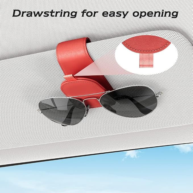 Sotfamily Magnetic Sunglass Holder for Car Visor, 2 Packs, Faux Leather | Strong Magnetism, for Most Car Visors, No Marks on Visor, Gift-Ready Packaging, Sunglass Organizer, Car Accessories for Men - Image 5
