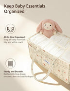 Quilted Floral Diaper Caddy Organizer, Nursery Storage Basket with Dividers | Waterproof Caddy with Sturdy Handles, Portable for Changing Table or Car, Newborn Essentials, Baby Shower Gifts - Image 2