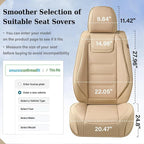 Coverado Car Seat Covers, Front Covers for Cars, Car Seat Cover Front Seats, Car Seat Protector Waterproof, Leather Car Seat Cushion, Universal Interior Covers Seat Protectors for Most Cars Beige - Image 6