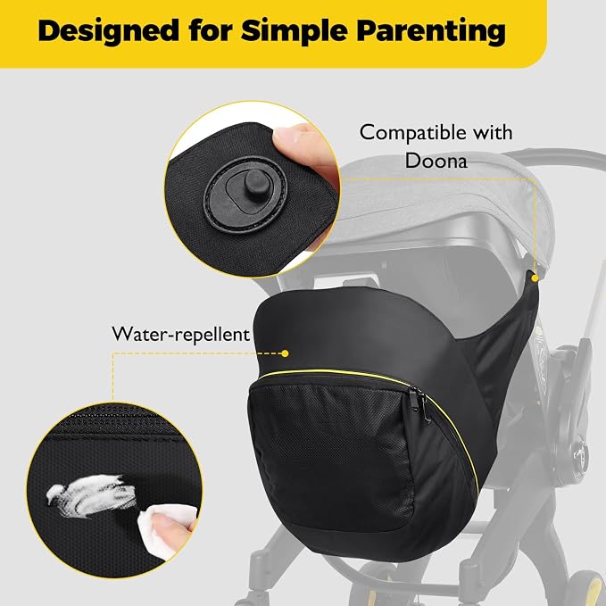 Storage Bag for Doona Infant Car Seat Stroller, Large Capacity Diaper Bag | Wearable Backpack, Stroller Organizer, Easy Access Zipper, Water-Repellent Lightweight Baby Spring Travel Essentials - Image 4