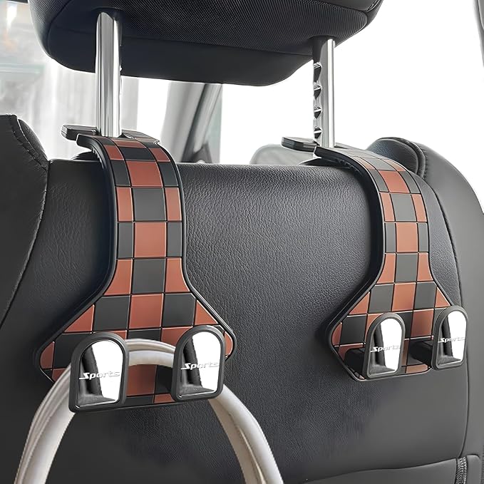 HZEL Car Seat Headrest Hooks, 2PCS Sport Vehicle Seat Back Headrest Hanger Organizer for Handbag Purse Coat, Multifunctional Auto Interior Storage Hook, Universal for SUV RV Truck (Red) - Image 3
