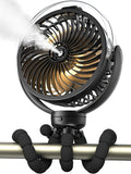 Misting Stroller Fan, 6000mAh Battery Operated Portable Fan with Light & 360° Pivoting, Personal Fans with Flexible Tripod for Baby, Office, Travel,Treadmill,Outdoors by Wavmill