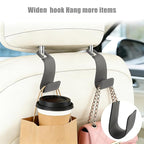 2-Pack Car Headrest Hooks, 1.1-Inch Wide Purse Hangers, Grey | Microfiber leather hooks with built-in metal cores keep purses, groceries and backpacks organized and within reach - Image 3