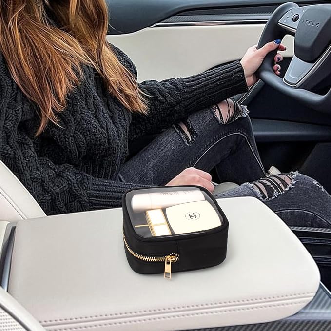 LETGO Small Clear Makeup Bag for Purse Small Cosmetic Bag Travel Size Toiletry Bags Cute Travel Makeup Bag,Coin Purse,Car Asscessories Organizer Storage Travel Essentials for Women Girls(Clear-Black) - Image 4