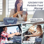 SOHIDA 1.5L Electric Lunch Box Food Heater, 80W Heated Lunch Box (Purple) | Portable Warmer for Car/Truck/Work, 12V/24V/110V Lonchera Eléctrica Portátil, Suitable for Ideal Driver/Work/Gift - Image 3