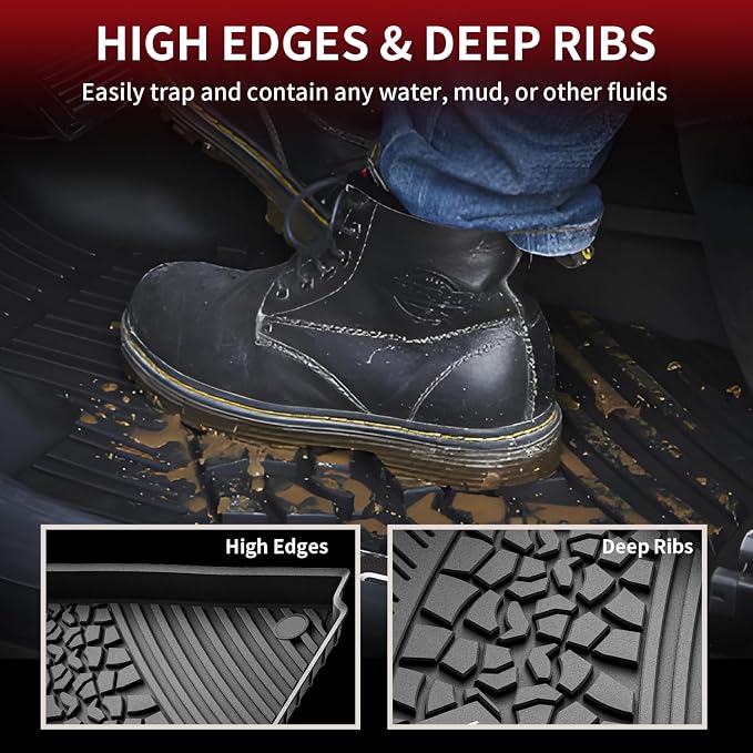 LASFIT Floor Mats for Jeep Grand Cherokee WL 2022-2025 2026 5-Seat | Include 4xe, NOT for Grand Cherokee L, All Weather, TPE, Custom Fit, Car Mats, Floor Liners, 1st & 2nd Row, Black - Image 3