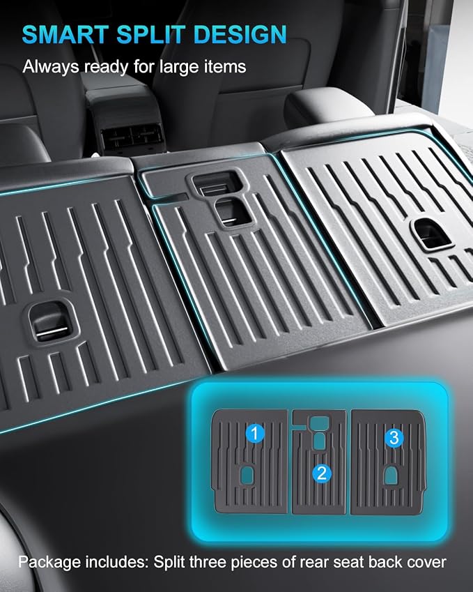 2nd Row Seatback Protector Compatible with Tesla Model Y 2020-2024 5 Seat Back Seat Cover All Weather Cargo Liner Model Y Accessories | Custom Fit Trunk Protection (3PCS Backrest Protector) - Image 4