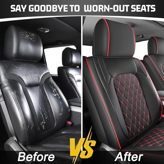 Leather Seat Covers for Silverado/Sierra, Waterproof Custom Full Set Seatcovers for Chevy Silverado/GMC Sierra 2007-2013 & 2019-2026 1500, 2020-2026 2500HD 3500HD Crew/Double/Extended Cab - Image 7