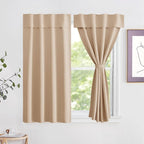 NICETOWN Biscotti Beige Living Room Blackout Curtains 63 Inches Long | Farmhouse Solid Thermal Insulated Self Adhesive Drapery Panels for Office Loft, 1 Panel, 42" x 63" by NICETOWN