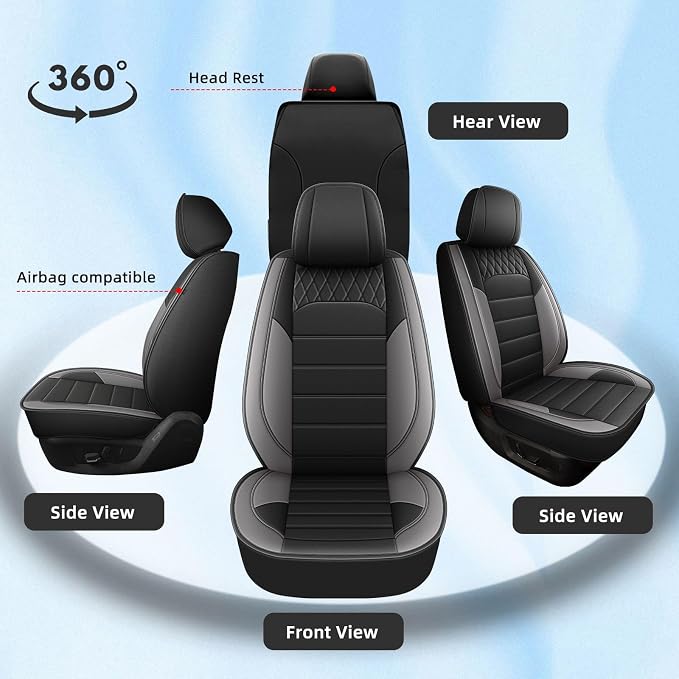 Car Seat Covers Fit for Nissan Pathfinder 2011-2026 Full Set | Faux Leather Waterproof Automotive Seat Protectors,Compatible with Airbags,Easy to Install,5 Seats Grey - Image 7