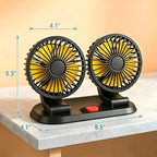 12V Dual Car Fan SUV/Truck/RV, 2-Speed 360° Rotate, Cigarette Lighter Plug | Universal compatibility (cars/trucks/RVs/tractors/UTVs)，Dual-head independent 360° rotation，12V cigarette lighter powered - Image 4