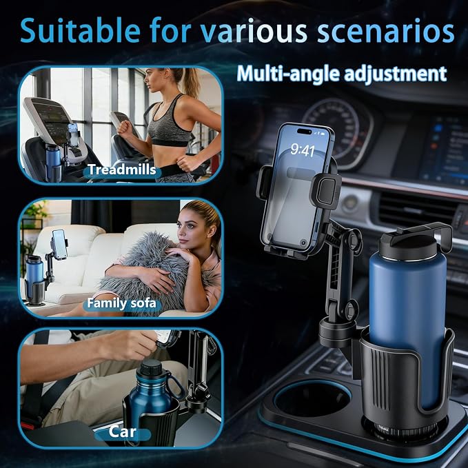 SAMPUSS 2-in-1 Phone Holders for Your Car Car Cup Holder Car Phone Holder | 360° rotation 2-in-1 function car phone mount with long arm universal smartphone phone holder car cup holder expander - Image 6