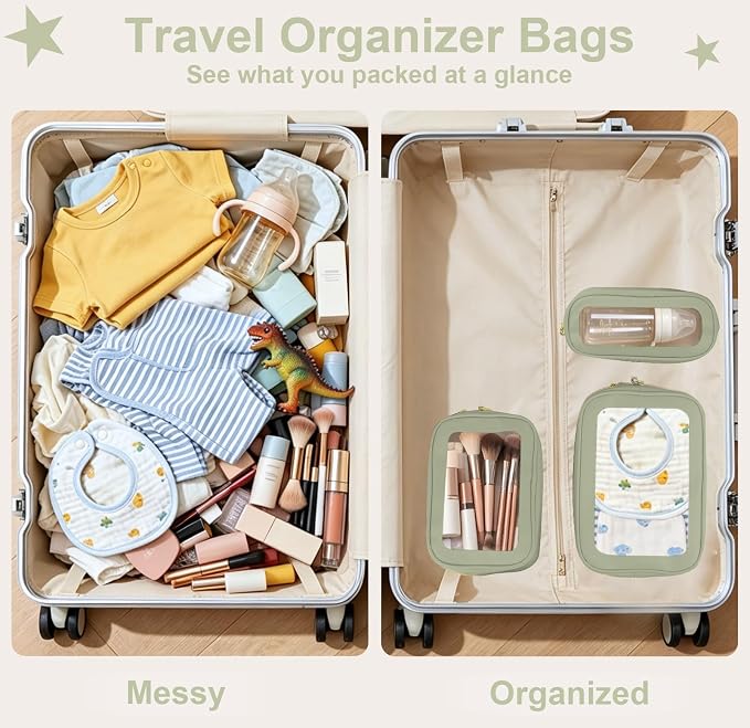 3PCS Clear Makeup Bags with Handles, TSA Approved Toiletry Bags, Diaper Bag Organizer Pouch, TPU Car Storage Organizer with Zippers, Waterproof Travel Organizer Bag for Women - Image 9