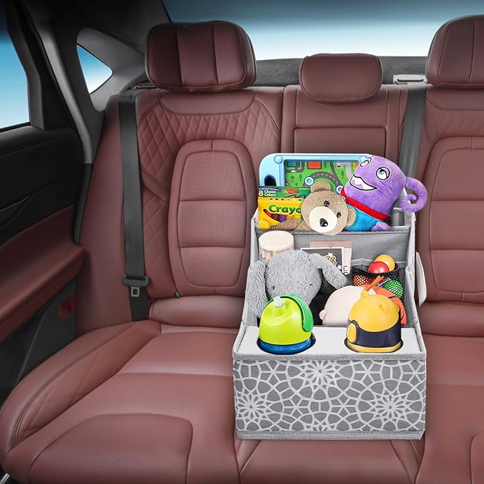 MULISOFT Car Seat Organizer- Backseat Car Organizer with 12 Storages Compartments and 2 Cup Holders, Organizers and Storage, Front Seat for Travel Kids,Gray - Image 6