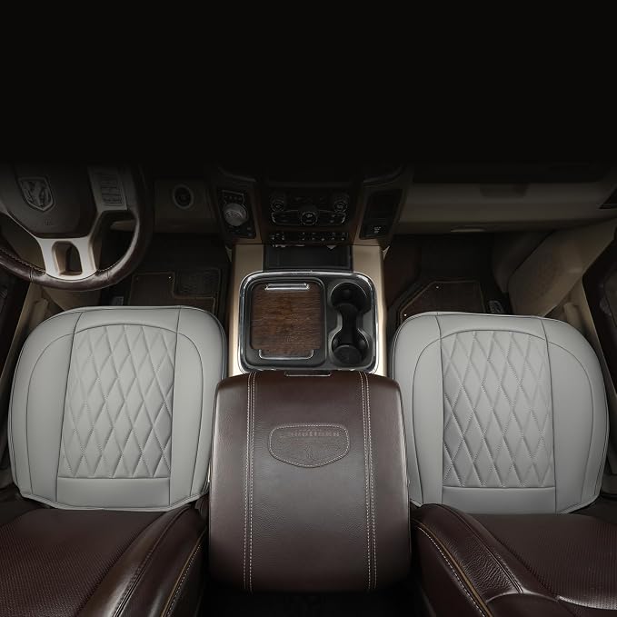 GIANT PANDA Bottom Seat Cover for Trucks&SUV, Front PU Leather Driver Seat Protector Fit for Chevy,Ram,Toyota,GMC,Ford F150 F-Series (Grey-2PCS) - Image 8