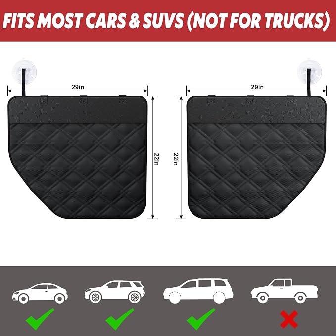 Surfcabin Dog Car Door Protector for Sedans & Small SUVs with Small Windows | Thickened Waterproof Fabric, 20% Larger Design, 2 Packs Full Door Panel Covers, Protects Doors from Dog Scratching - Image 6