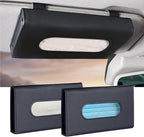 4Pack Car Tissue Holder, Sun Visor Napkin Holder, Premium PU Leather, Car Mask Holder for Sun Visor Vehicle, with Tissue Refill, Black - Image 6