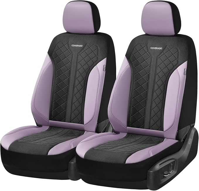 Coverado Front Seat Covers, Automotive Seat Covers 2 Seats, Leather Car Protectors 2-Pack, Auto Seat Covers Universal Fit for SUV, Vans, Sedan, Truck - Image 7