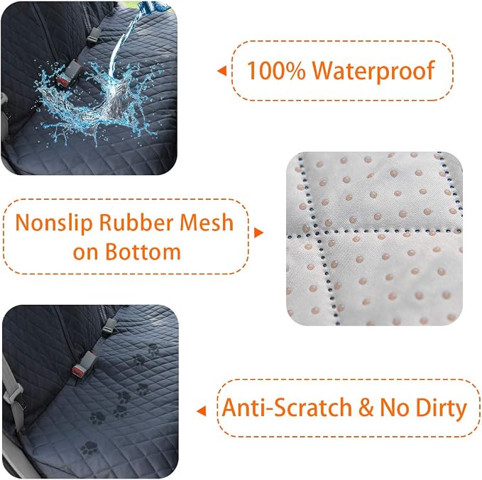 Honest Dog Car Seat Covers, Dog seat Cover with Side Flap for Cars, Trucks, and Suv's - Waterproof & Nonslip Pet Seat Cover for Backseat - Image 2