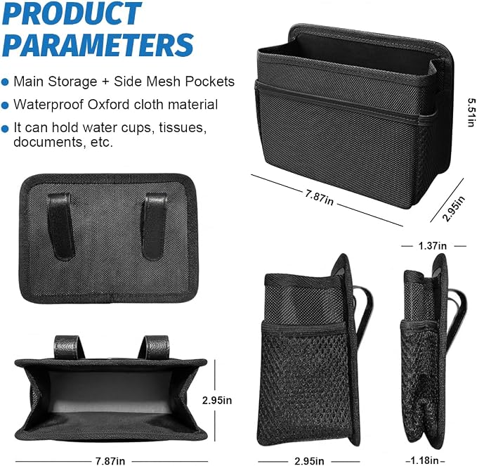 Bittwee Car Side Pocket Organizer, Hanging Trash Can for Car Door and Seat, Vehicle Mini Foldable Storage Bag Dustbin Container, Universal for Truck SUV Van (Black) - Image 2