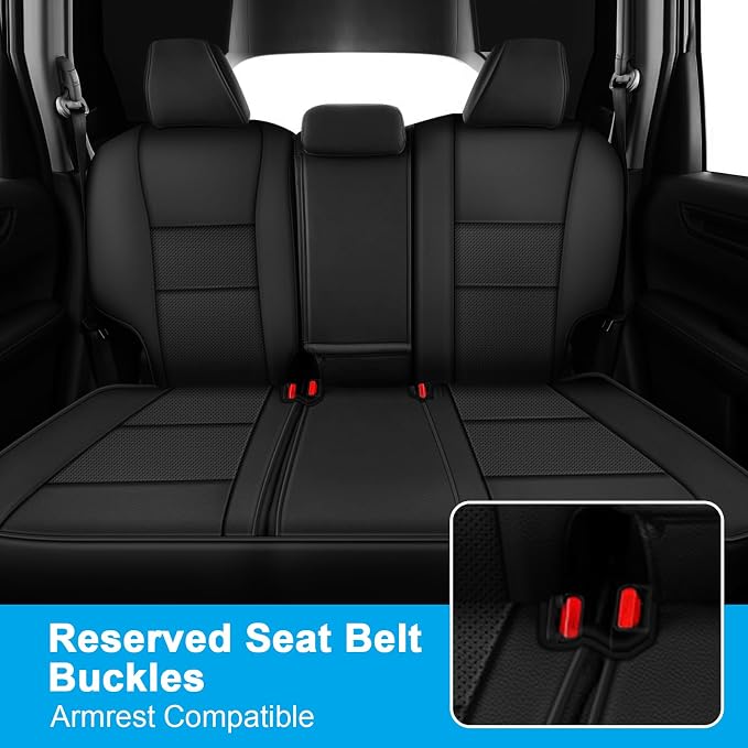 Custom Fit Seat Cover for Honda HRV 2016-2018 EX EX-L&2016-2022 LX | Full Set Faux Leather HR-V Car Seat Protector Black - Image 3