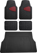 FH Group Premium Liners Tall Channel Trimmable All Weather Rubber Full Set Car Floor Mats (Pink) w. Trimmable All-Season Cargo Liner (Burgundy) - Universal Fit for Cars Trucks and SUVs by FHGroup