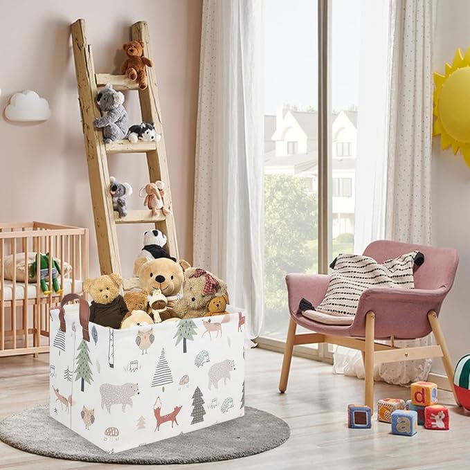 FXOLCSHE Rectangular Animals Basket,Waterproof Storage Bin for Bedroom,Nursery Hamper,Storage Bin for Boys Room Decor,Gift Basket,Animal Room Decor(Animals) - Image 3
