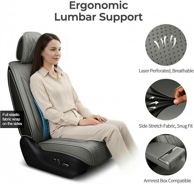 Avalon Seat Covers Custom Fit for Toyota Avalon 2001-2026 - Full Set Premium Leather, Waterproof, All-Weather, Airbag Compatible, Anti-Slip, Breathable, Only 2 Front seat Covers (Gray) - Image 8