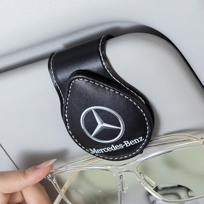 Car Sunglass Holder, Eyeglass Holder Fit Mercedes Benz CESM CLK GLK GL AB GLS GLE AMG Series, Sunglass Hanger Mount for Car Sun Visor, Interior Accessories, Black by GshionLyfe