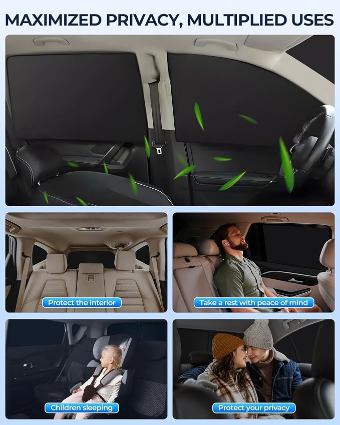 for Toyota Camry 2018-2024 Car Window Shades, 8Pcs Full Window Covers | Privacy Sun Shade Set for Front Windshield Side and Rear Windows, Keeps Vehicle Cool for Camping Napping - Image 5