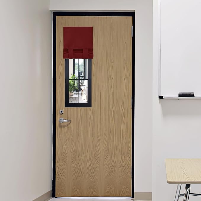RYB HOME Front Door Window Covering Tie Up Small Sidelight Curtain Blackout | No Drill, Privacy Office Classroom Door Window Shade, Adhesive Rv Travel Curtains Portable Insulated,W12 x L40, Grey, 1 Panel by RYBHOME