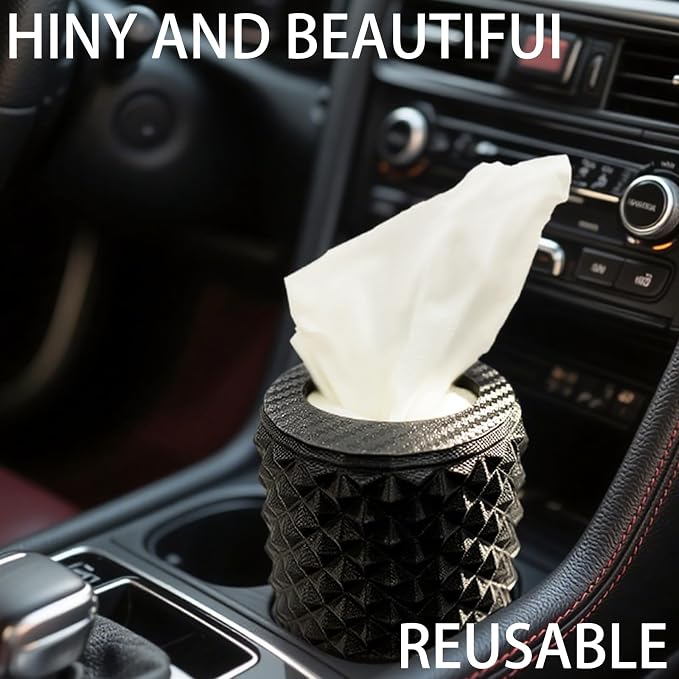 Car Cup Holder Tissue Box Holder – Auto Interior Accessories for Men & Women，Car Accessories Organizer with Premium Tissues with 1 Pack Tissues, Universal Fit for Most Vehicles (Red) - Image 3