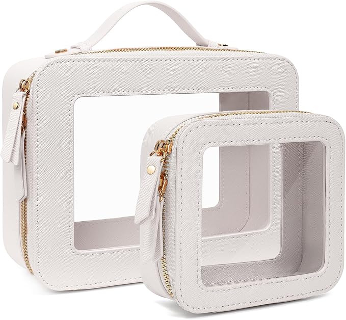 Travel Clear Makeup Bag Set, TSA Approved Cosmetic Bag Case with Zipper Portable Makeup Pouch Toiletry Bag Traveling Cosmetic Organizer Storage Bag Car Organizer Car Essentials by FFpaw